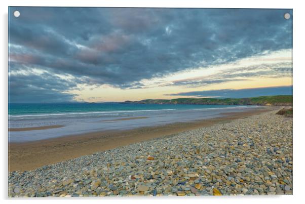 Moody Skies over Newgale Beach in Pembrokeshire Acrylic by Tracey Turner
