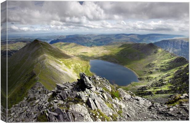 Light and Shadows on Striding Edge and Catstycam Canvas Print by Martin Lawrence