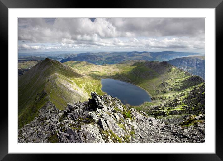 Light and Shadows on Striding Edge and Catstycam Framed Mounted Print by Martin Lawrence