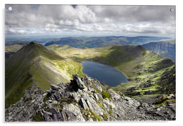 Light and Shadows on Striding Edge and Catstycam Acrylic by Martin Lawrence