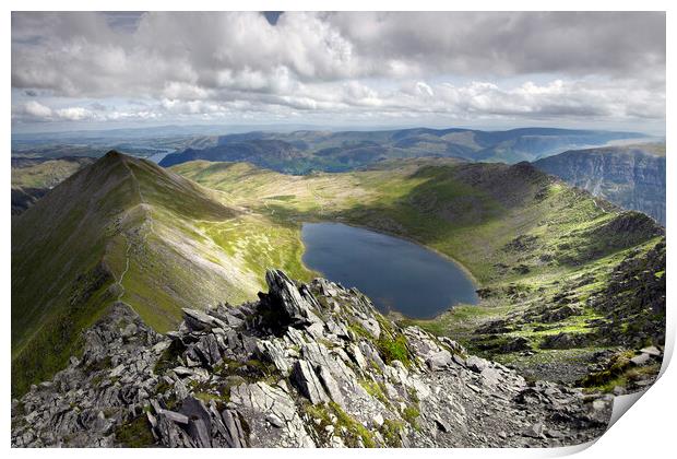 Light and Shadows on Striding Edge and Catstycam Print by Martin Lawrence