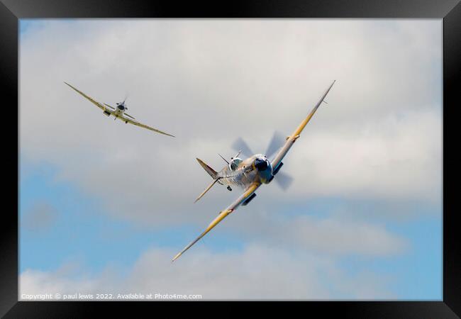 Two Spitfires in flight Framed Print by paul lewis
