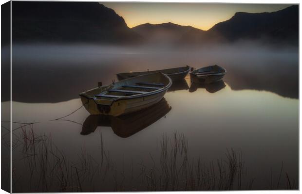 Fishing boats on Llyn Nantlle Canvas Print by Rory Trappe