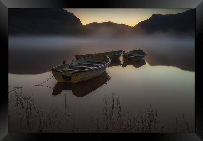 Fishing boats on Llyn Nantlle Framed Print by Rory Trappe