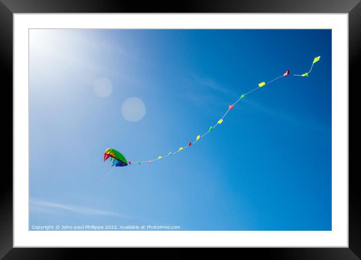 Kite In Blue Summer Sky Framed Mounted Print by John-paul Phillippe