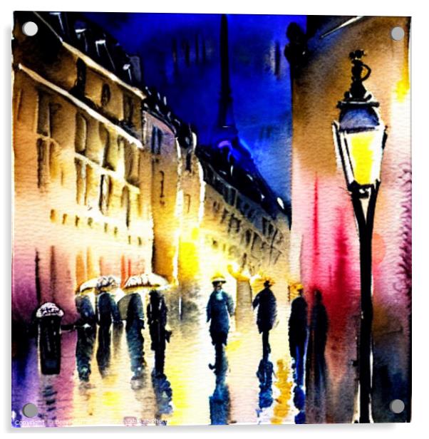 Parisian Rainy Romance Acrylic by Beryl Curran