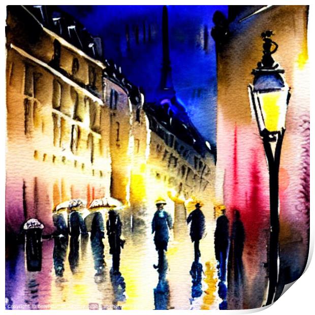 Parisian Rainy Romance Print by Beryl Curran