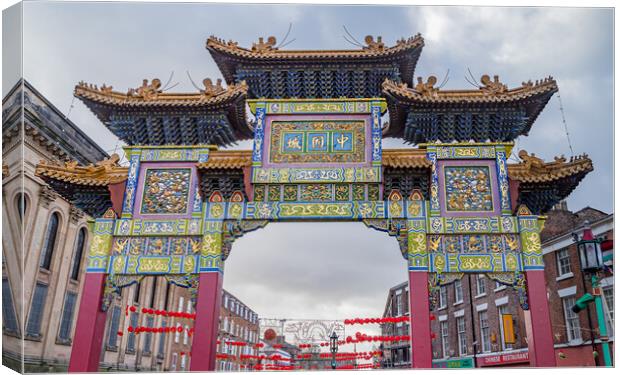 Paifang at Chinatown in Liverpool Canvas Print by Jason Wells
