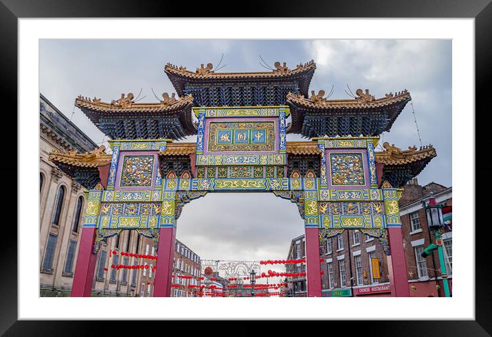 Paifang at Chinatown in Liverpool Framed Mounted Print by Jason Wells