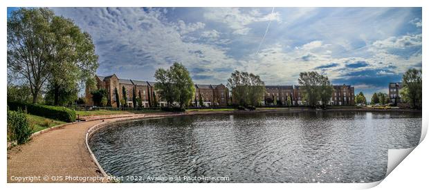 Caldecotte Lake Milton Keynes Panorama Colour Print by GJS Photography Artist