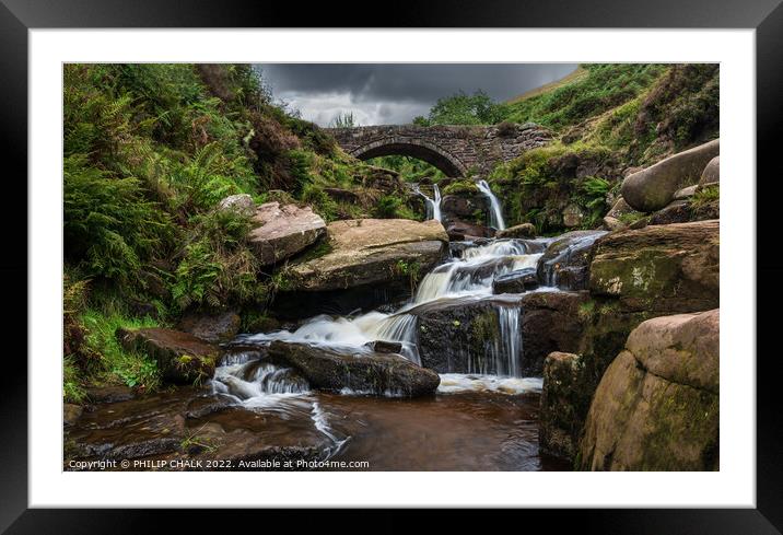Three shires head waterfall and bridge 788 Framed Mounted Print by PHILIP CHALK