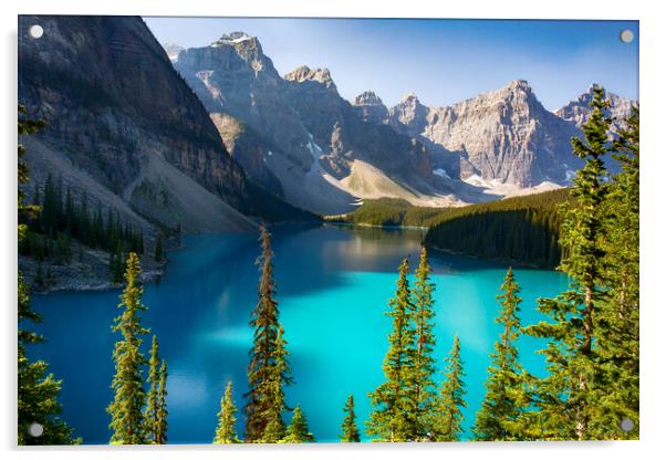 Moraine Lake and Valey of the Ten Peaks Acrylic by Ceri Jones