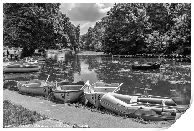 Boats on the Dam in The Rai park, High Wycombe Print by Kevin Hellon