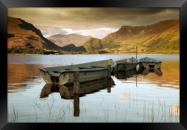 Fishing boats on Llyn Nantlle Framed Print by Rory Trappe