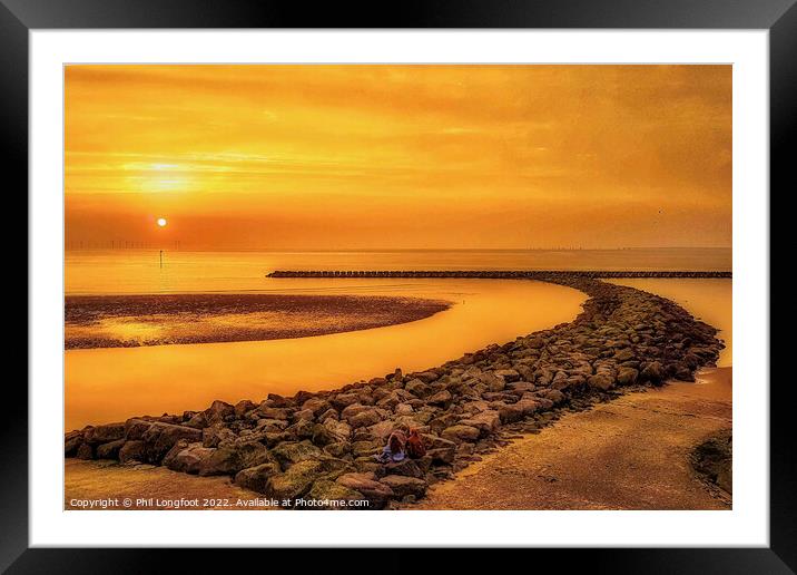 Friends looking out to a golden sunset Framed Mounted Print by Phil Longfoot