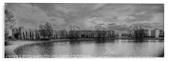 Caldecotte Lake Milton Keynes Panorama Infrared Acrylic by GJS Photography Artist