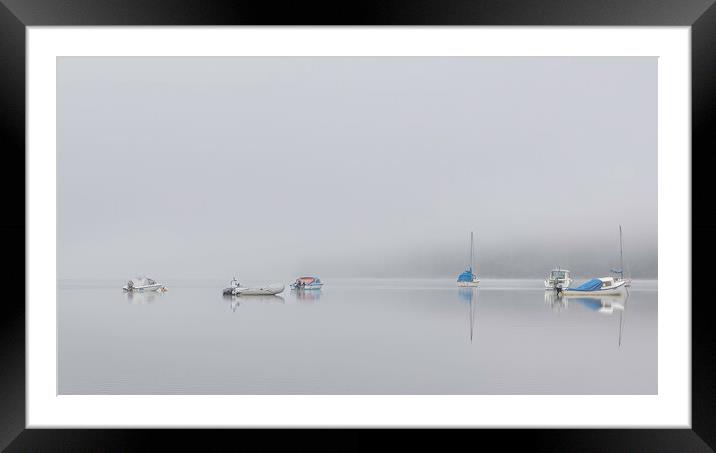 Misty boats Framed Mounted Print by paul green