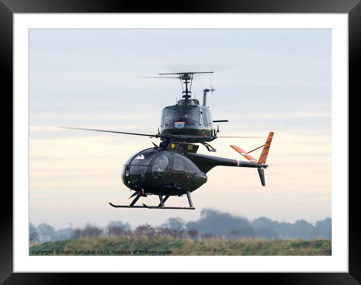 Little Bird and Huey helicopters Framed Mounted Print by Keith Campbell