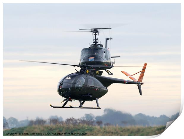 Little Bird and Huey helicopters Print by Keith Campbell