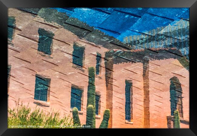 Colorful Reflection Abstract City Hall Tucson Arizona Framed Print by William Perry