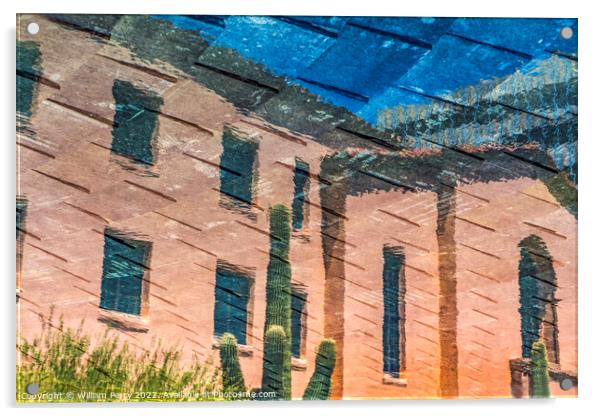 Colorful Reflection Abstract City Hall Tucson Arizona Acrylic by William Perry