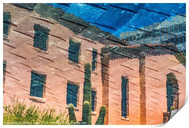 Colorful Reflection Abstract City Hall Tucson Arizona Print by William Perry
