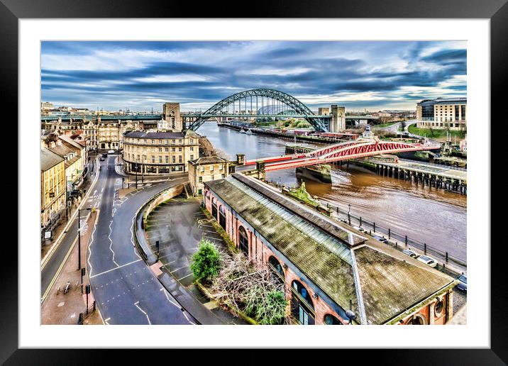 Bridges Over The Tyne Framed Mounted Print by Valerie Paterson