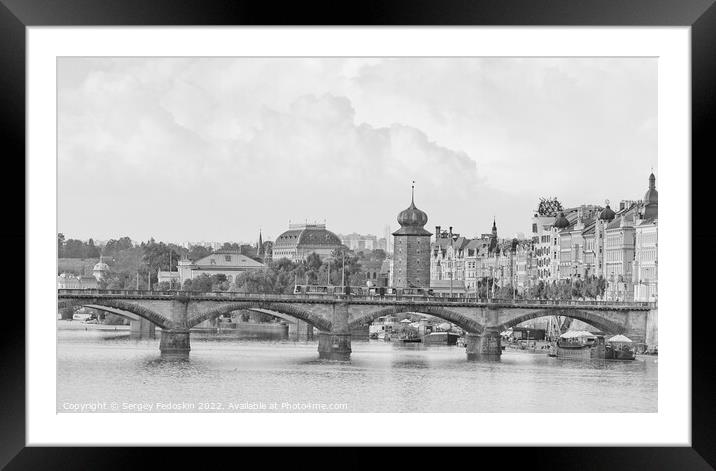 Prague. Stylish black and white photograph of the capital of the Czech Republic. Framed Mounted Print by Sergey Fedoskin