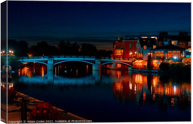 River Thames By Night | Windsor By Night Canvas Print by Adam Cooke