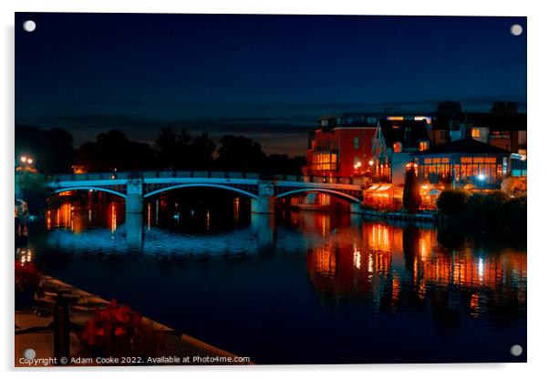 River Thames By Night | Windsor By Night Acrylic by Adam Cooke