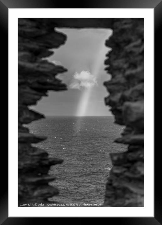 Rainbow At Tintagel Castle | Cornwall Framed Mounted Print by Adam Cooke