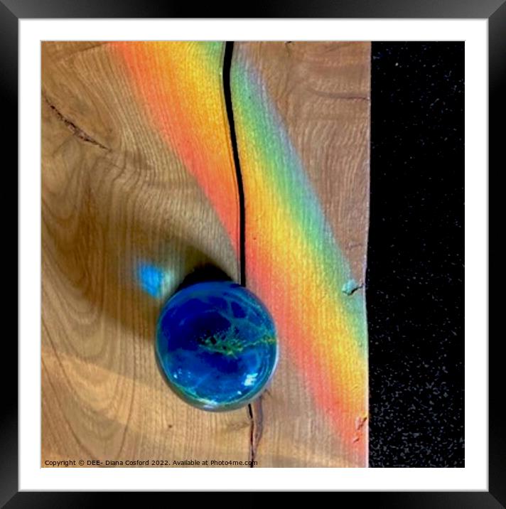 Prism rays & tiny blue from weight Framed Mounted Print by DEE- Diana Cosford