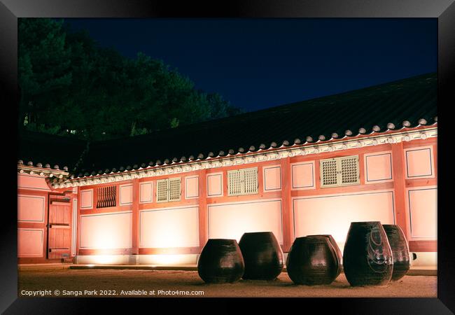 Night view of Korean traditional house Framed Print by Sanga Park