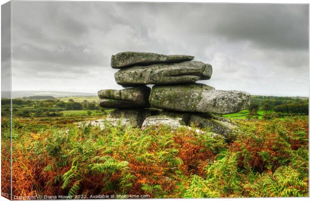 Bodmin Moor Tor Cheesewring  Canvas Print by Diana Mower