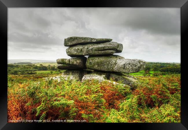 Bodmin Moor Tor Cheesewring  Framed Print by Diana Mower