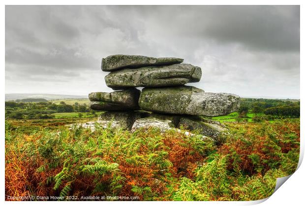 Bodmin Moor Tor Cheesewring  Print by Diana Mower
