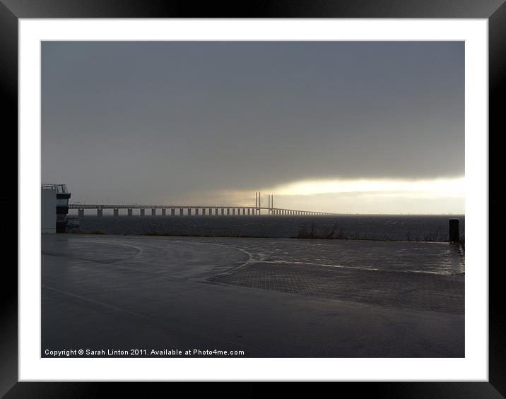 Öresund Bridge in a storm Framed Mounted Print by Sarah Osterman