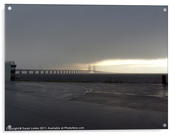 Öresund Bridge in a storm Acrylic by Sarah Osterman