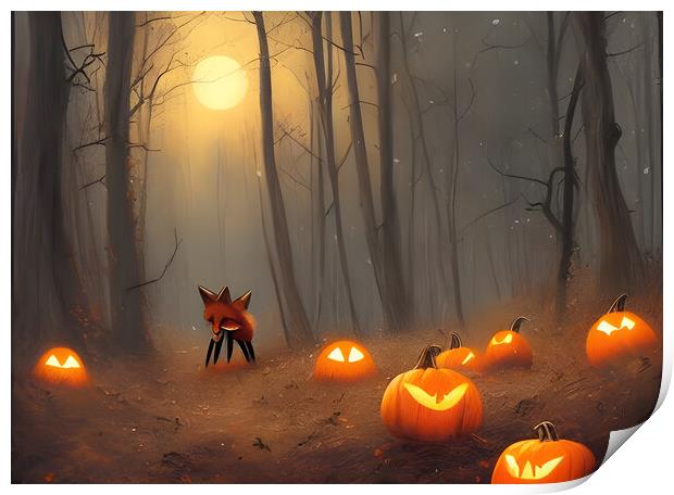 Foxy Halloween Print by Picture Wizard
