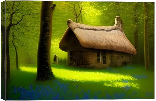 Cottage In The Woods Canvas Print by Picture Wizard