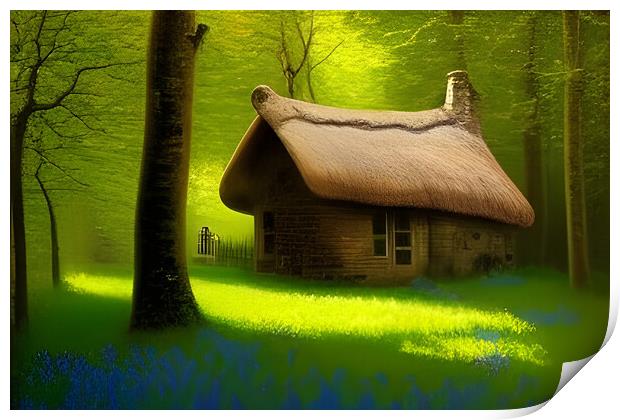 Cottage In The Woods Print by Picture Wizard