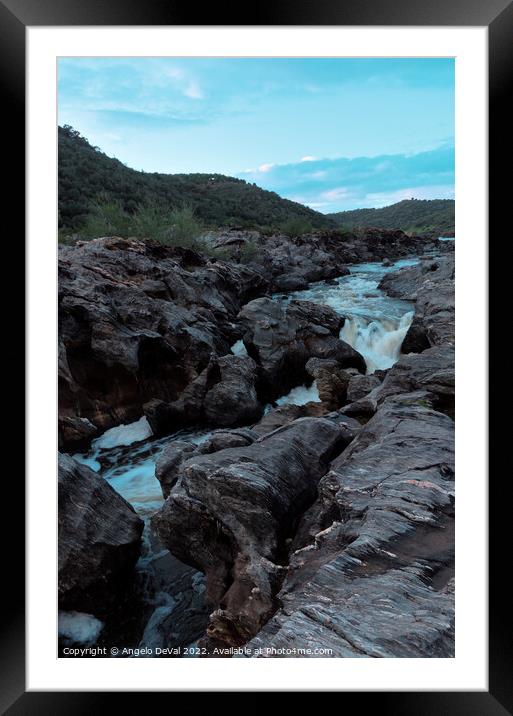 Pulo do Lobo Waterfall in Guadiana River Framed Mounted Print by Angelo DeVal