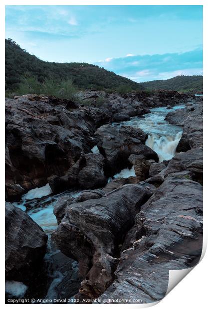 Pulo do Lobo Waterfall in Guadiana River Print by Angelo DeVal