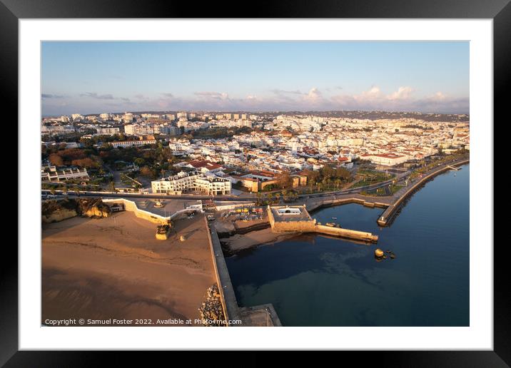 Aerial from the city Lagos in the Algarve Portugal Framed Mounted Print by Samuel Foster