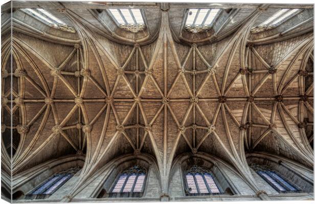 12th Century Vaulted Ceiling above the Nave, Malme Canvas Print by Derek Beattie