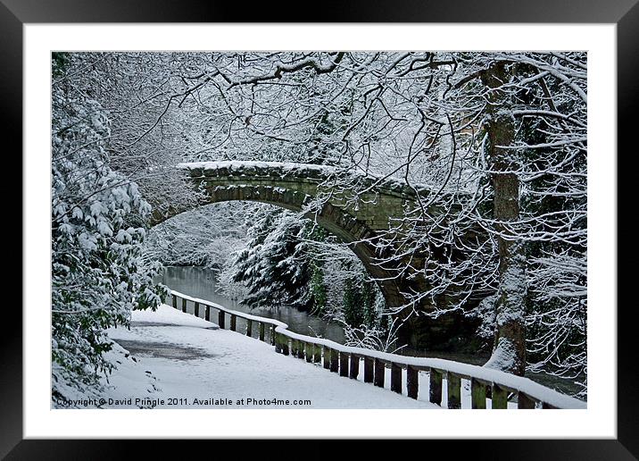 Bridge In Snow Framed Mounted Print by David Pringle