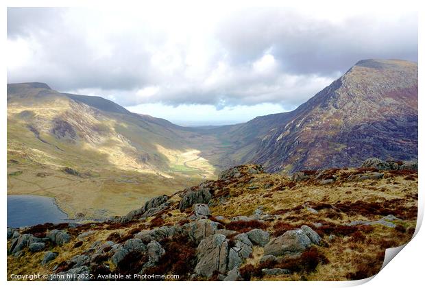 View of the Ogwen valley in Snowdonia, Wales. Print by john hill