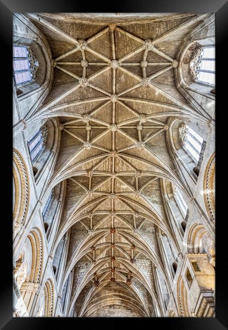 12th Century Vaulted Ceiling above the Nave, Malme Framed Print by Derek Beattie