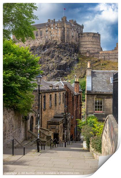The Vennel Below Edinburgh Castle Print by Bill Buchan