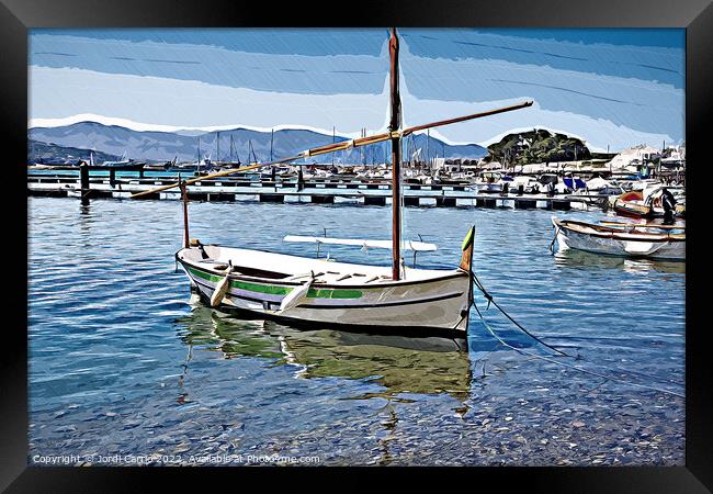 Typical fishing boat - CR2205-7701-WAT Framed Print by Jordi Carrio